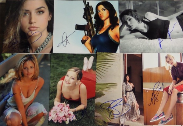 This high value celeb lot is TWENTY-FIVE different 8x10 photos of some of the sexiest, well-known female celebrities.  Each is hand-signed by the corresponding woman, and included are names like Ana Di Armas, Renee Zelweger, Rosamund Pike, Parker Posey, Sarah Michelle Gellar, Keira Knightley, Keira Sedgewick, Hayden Penatierre, Jessica Biel, Sandra Bullock, Elizabeth Banks, Drew Barrymore, Mila Kunis, Alexandra D'Addario and more.  A virtual Who's Who of hotties here, and retail is easily into the thousands!