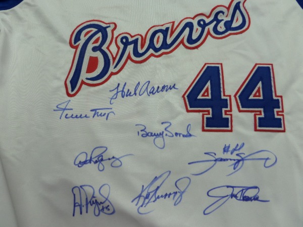 Coach's Corner - 600 Home Run Hitters multi signed Aaron jersey, by 8!