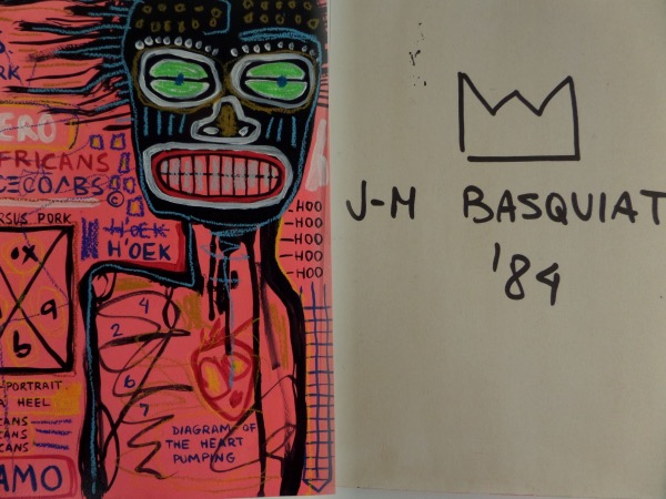 This high value original is of course all in his hand, measures near 11x14 in size, and comes back side signed and dated from 1984 by the late NYC pop artist. Great piece, loaded with a red color, his usual "Samo" face and body is here, and graffiti is all over it as was his norm. Google him, then bid accordingly! 