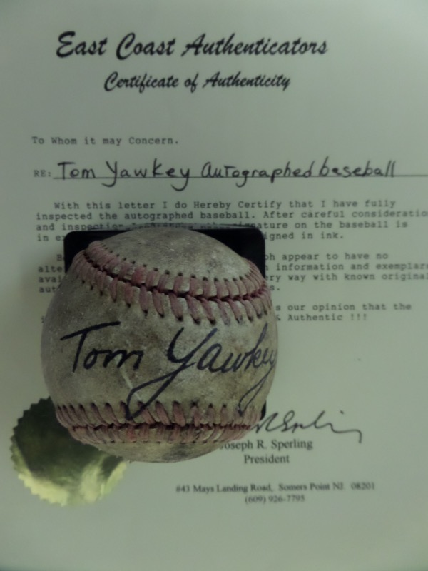 This rare ball is circa early 1900's and in F/F+ shape overall. It has been sweet spot signed in black ink superbly by this long-deceased BB HOFer! The autograph shows off very nicely and the ball comes fully certified by East Coast Authenticators for authenticity purposes. BV into the thousands!