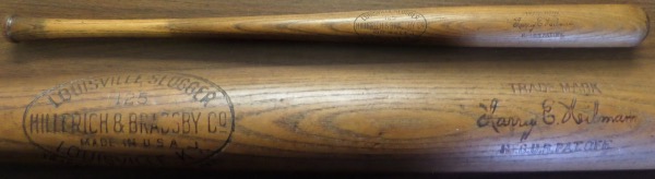 This 34.5" long wooden Louisville Slugger 125 bat from Hillerich & Bradsby is a pro model/game issue bat that comes to us in EX+ overall condition.  It is a Harry Heilmann signature model and shows light use but zero chipping or cracking, and will make for an outstanding addition to your vintage baseball collection!