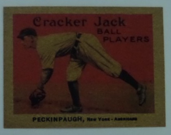 THis 1914 Cracker Jack Baseball Card of Roger T. Peckinpaugh #91 is in NM/MT condition with centering Great and corners are sharp and back is clean, making this a great addition to your high end collection. PSA price guide values this card at $3500, and hard to find these in this condition.