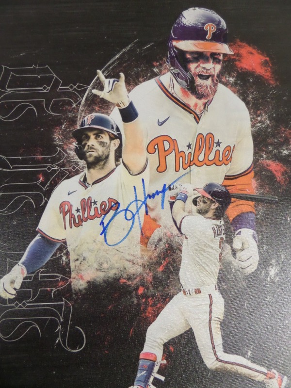 This awesome, real canvas work is heavy, well done, and shows the MLB star in an 18x24 work. It is stunning, comes boldly blue sharpie signed on a perfect spot, and shows off well from a football field away! Value is upper hundreds, and framing is a must do!   