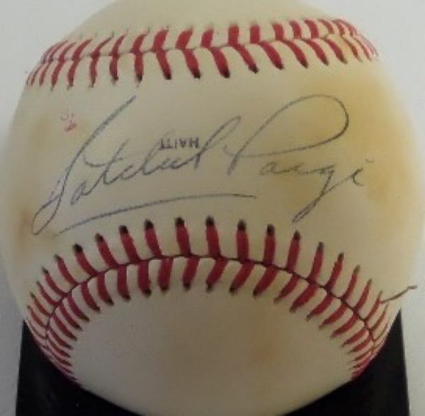 This Official 1979 All Star Game baseball from Rawlings is significantly toned throughout, but still in VG/VG+ condition.  It is hand-signed across the sweet spot in blue ink by the man who many insist is the greatest to ever step foot on a pitcher's mound, the incomparable Satchel Paige!  The signature is a legible 7 overall, and, with his death now over 4 decades ago, retail is mid thousands on this stunning collector's baseball!