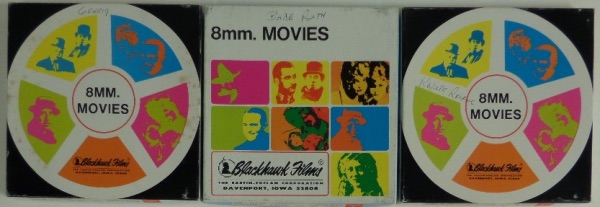 This one of a kind vintage film collection features three different sports movies on 8mm film, each in its original box and in EX condition at least!  Included are "Fence Buster," with Babe Ruth, "King of Diamonds," with Lou Gehrig, and "Rock of Notre Dame," with Knute Rockne.  Each of these vintage classics can retail into the hundreds by itself!