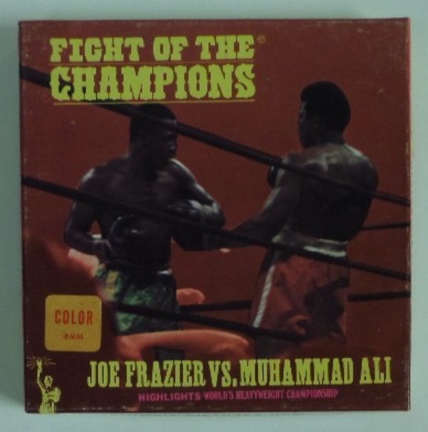 This vintage "Fight of the Champions: Joe Frazier vs. Muhammad Ali" World Heavyweight Championship highlights film is in color, and still resides in its original Columbia Pictures 8mm box.  It is a true boxing collector's item, with wonderful football, and, in this condition, is valued well into the hundreds!