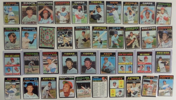This lot of approximately 3200 Baseball cards from 1971 Topps includes minor stars, checklists, and I am sure leader cards and teams. These came from an estate find and have not been searched, just looked at 100 cards to see whats included.  THere could be more or less than 3200 but good educated guess without going thru them all. Condition overall is VG-EX with some better and some worse, and well valued near $1000