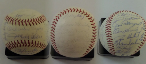 This beautiful Official National League Baseball from Spalding, though very old, is still in fabulous shape, and comes hand-signed all over by 31 members of the '65 Giants.  Stars Orlando Cepeda and Felipe Alou both reside on the sweet spot, with names like Mays, Marichal, McCovey, Warren Spahn, Mateo Alou, Hal Lanier, Randy Hundley, Dick Schofield, Jim Davenport, Tom Haller, Ollie Brown, Tito Fuentes and many more, with signatures grading anywhere from 4's to 7's on this stunning baseball, valued into the low thousands, especially with--count 'em--FIVE deceased HOF'ers present!!!!