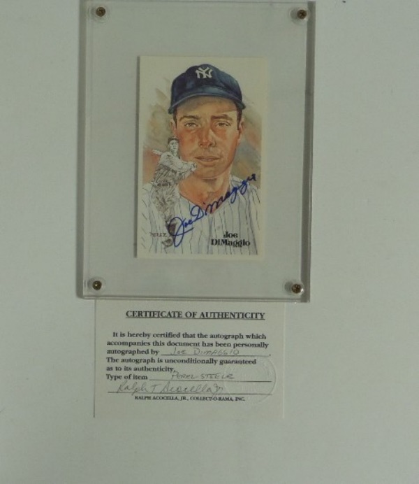 This long sold out original Perez-Steele postcard comes blue sharpie signed by the late, great HOF Hero, and grades as good as it gets. It was IN PERSON card show obtained by our consignor, and features our own, famous lifetime guarantee. Send it to JSA, PSA or whomever you choose. NONE better!